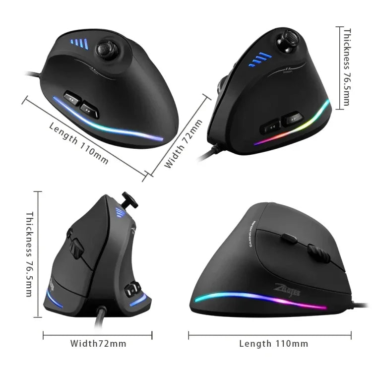 ZELOTES C18 Teclado Vertical Ergonómico com 11 Teclas RGB, Joystick Programável, Rato Gaming Com Fios, C18