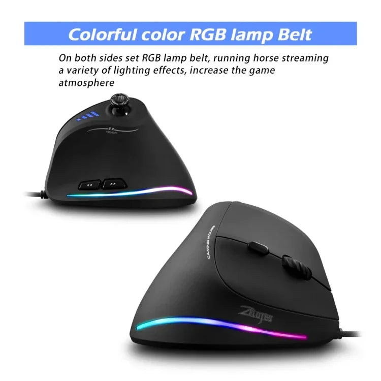 ZELOTES C18 Teclado Vertical Ergonómico com 11 Teclas RGB, Joystick Programável, Rato Gaming Com Fios, C18