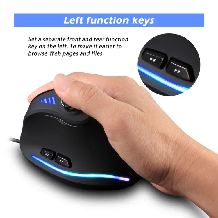 ZELOTES C18 Teclado Vertical Ergonómico com 11 Teclas RGB, Joystick Programável, Rato Gaming Com Fios, C18