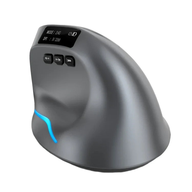 ZELOTES F-26C Rato Sem Fios Vertical com 8 Teclas, Modo Duplo 2.4G+Bluetooth, Ecrã LED, F-26C
