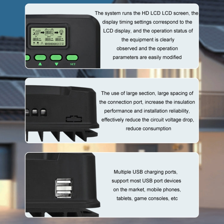 Controlador Solar Inteligente MPPT de Iluminação 12V/24V 60A, CM-D60, CM-D50