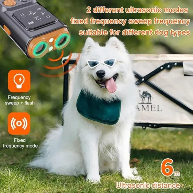 Repelente Ultrassónico para Cães com Dupla Cabeça e Luz LED de Alta Potência, P7