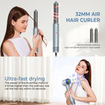 Pente de Ar Quente 5 em 1 Modelador Automático com Íons Negativos Secador de Cabelo, Cinzento Plugue UE, Cinzento Plugue UK, Cinzento Plugue US, Azul Dourado Plugue US, Preto Dourado Plugue UE, Preto Dourado Plugue UK