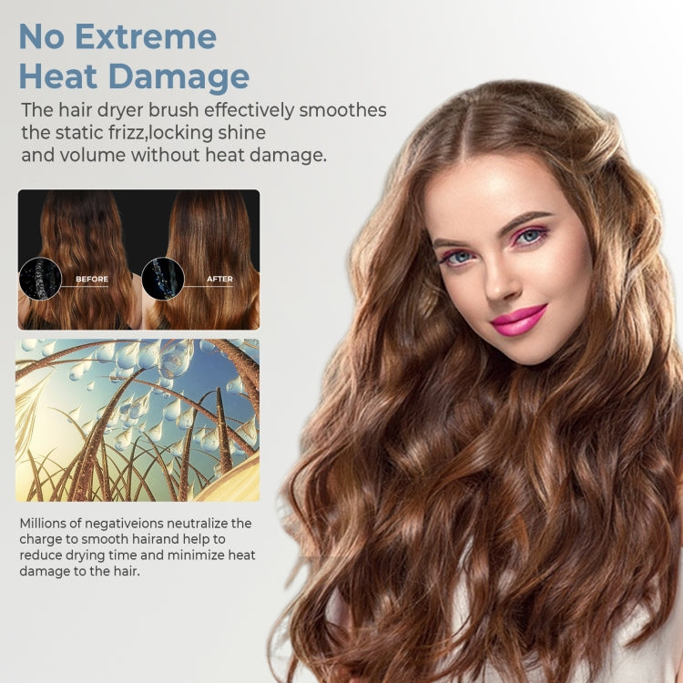 Pente de Ar Quente 5 em 1 Modelador Automático com Íons Negativos Secador de Cabelo, Cinzento Plugue UE, Cinzento Plugue UK, Cinzento Plugue US, Azul Dourado Plugue US, Preto Dourado Plugue UE, Preto Dourado Plugue UK