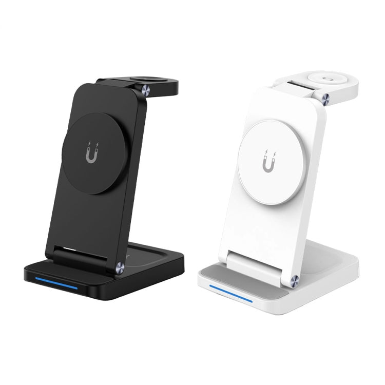 S90-3 Carregador Sem Fios Magnético Dobrável 3 em 1 para Telemóvel, Auriculares e Relógio com Suporte de Carregamento Rápido