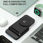 S90-3 Carregador Sem Fios Magnético Dobrável 3 em 1 para Telemóvel, Auriculares e Relógio com Suporte de Carregamento Rápido