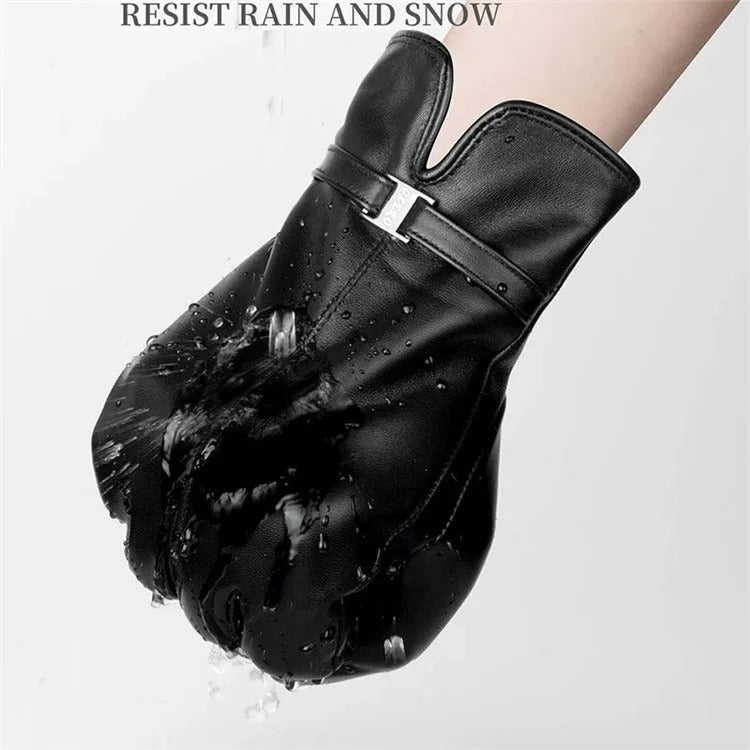 Luvas para Mulher em Pele de Carneiro com Forro de Lã Resistente ao Vento Quentes Luvas Grossas para Neve com Ecrã Tátil para Condução, S, M, L, XL
