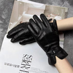 Luvas para Mulher em Pele de Carneiro com Forro de Lã Resistente ao Vento Quentes Luvas Grossas para Neve com Ecrã Tátil para Condução, S, M, L, XL