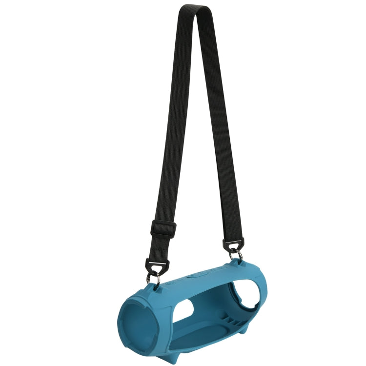 Capa de Silicone para Coluna JBL Charge 5 com Bolsa de Transporte com Alça de Ombro, Capa de Silicone Preta, Capa de Silicone Azul