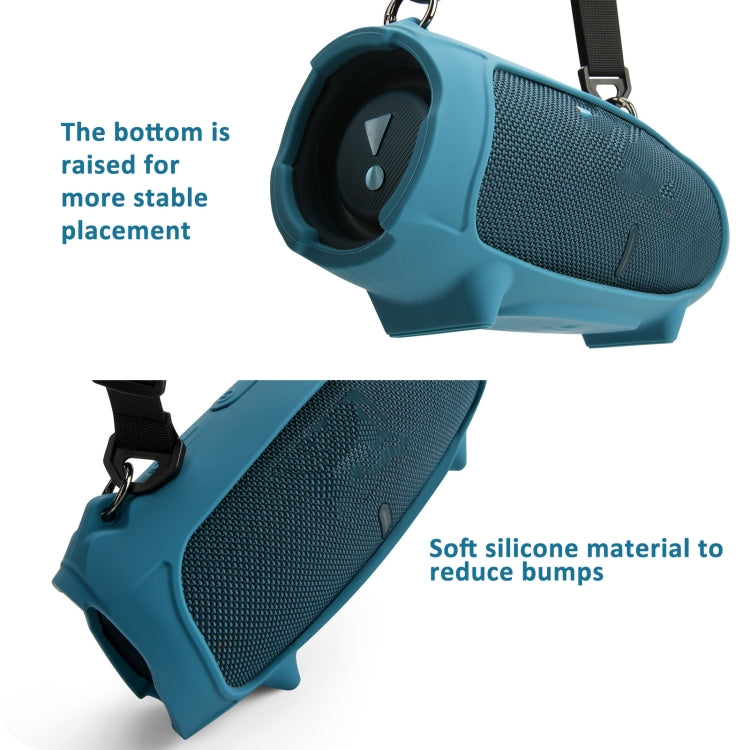 Capa de Silicone para Coluna JBL Charge 5 com Bolsa de Transporte com Alça de Ombro, Capa de Silicone Preta, Capa de Silicone Azul