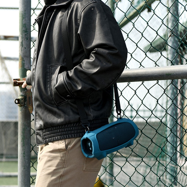 Capa de Silicone para Coluna JBL Charge 5 com Bolsa de Transporte com Alça de Ombro, Capa de Silicone Preta, Capa de Silicone Azul
