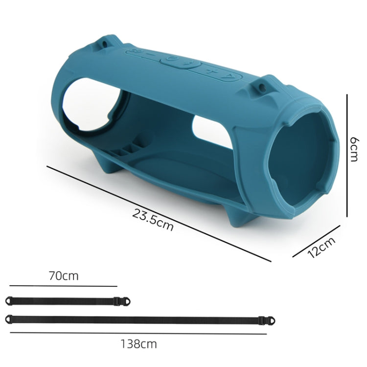 Capa de Silicone para Coluna JBL Charge 5 com Bolsa de Transporte com Alça de Ombro, Capa de Silicone Preta, Capa de Silicone Azul