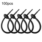 100pcs /Pacote Amarras de Silicone Multiuso para Fechar Sacos de Alimentos, Organizador de Enrolador de Cabos de Dados, 15cm Preto, 15cm Branco