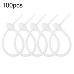 100pcs /Pacote Amarras de Silicone Multiuso para Fechar Sacos de Alimentos, Organizador de Enrolador de Cabos de Dados, 15cm Preto, 15cm Branco