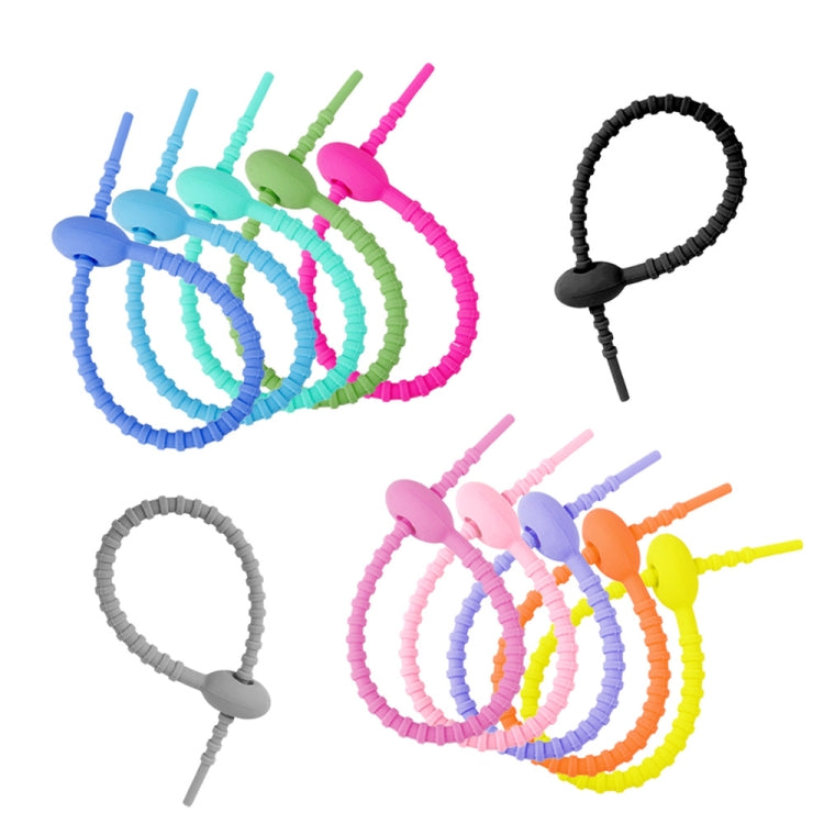 100pcs /Pacote Amarras de Silicone Multiuso para Fechar Sacos de Alimentos, Organizador de Enrolador de Cabos de Dados, 15cm Preto, 15cm Branco