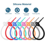 100pcs /Pacote Amarras de Silicone Multiuso para Fechar Sacos de Alimentos, Organizador de Enrolador de Cabos de Dados, 15cm Preto, 15cm Branco