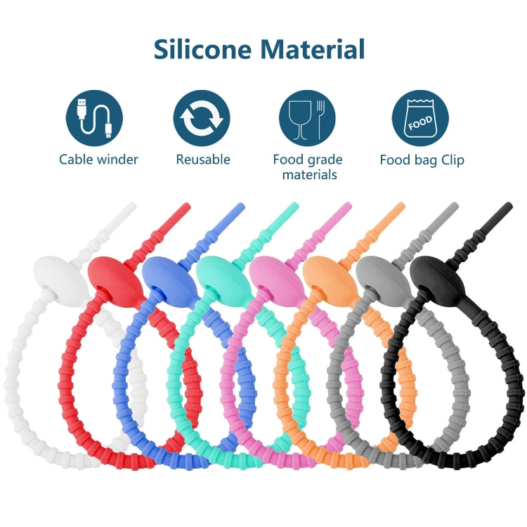 100pcs /Pacote Amarras de Silicone Multiuso para Fechar Sacos de Alimentos, Organizador de Enrolador de Cabos de Dados, 15cm Preto, 15cm Branco