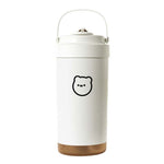 Caneca Isolada Portátil em Aço Inoxidável 316 Copo Duplo para Café com Palhinha, 500ml