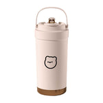 Caneca Isolada Portátil em Aço Inoxidável 316 Copo Duplo para Café com Palhinha, 500ml