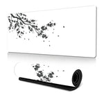 Tapete de Rato para Secretária com Pintura a Tinta de Flor de Cerejeira em Borracha Antiderrapante, 300x600x2mm, 300x700x2mm, 300x800x2mm, 400x900x2mm