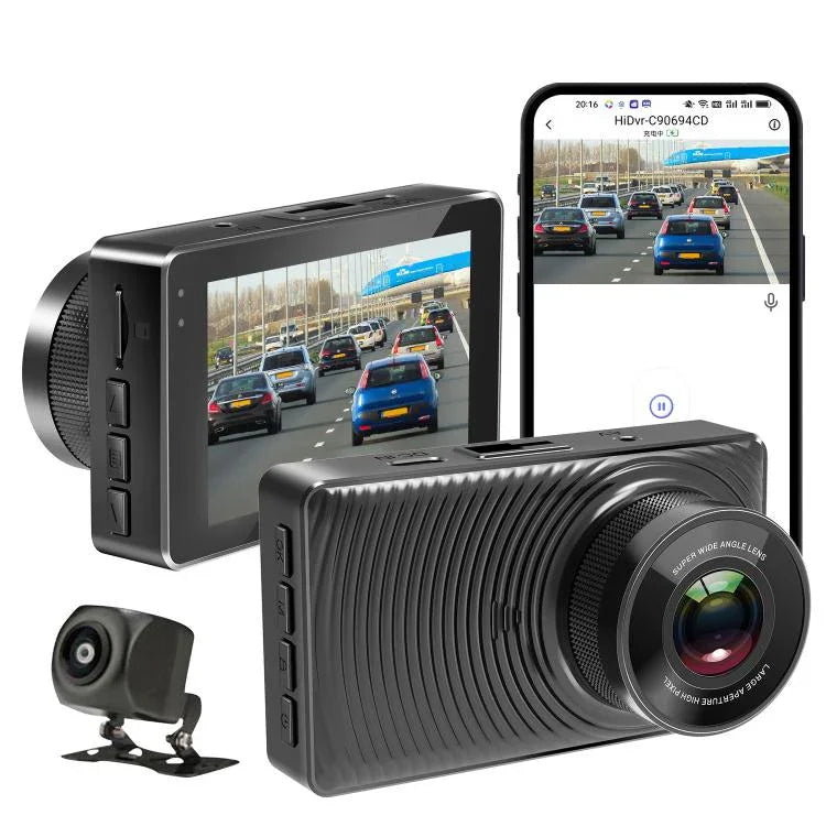 Gravador de Condução 4K+1080P com Gravação Dupla Frontal e Traseira, Imagens de Reversão WIFI