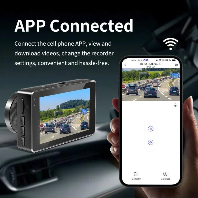 Gravador de Condução 4K+1080P com Gravação Dupla Frontal e Traseira, Imagens de Reversão WIFI