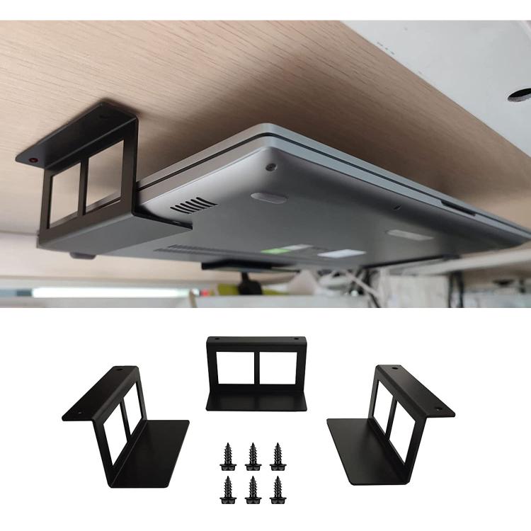 Suporte de Armazenamento Invisível em Metal para Portátil, Tablet e Mini PC Sob a Secretária, 4,8cm, 6,8cm
