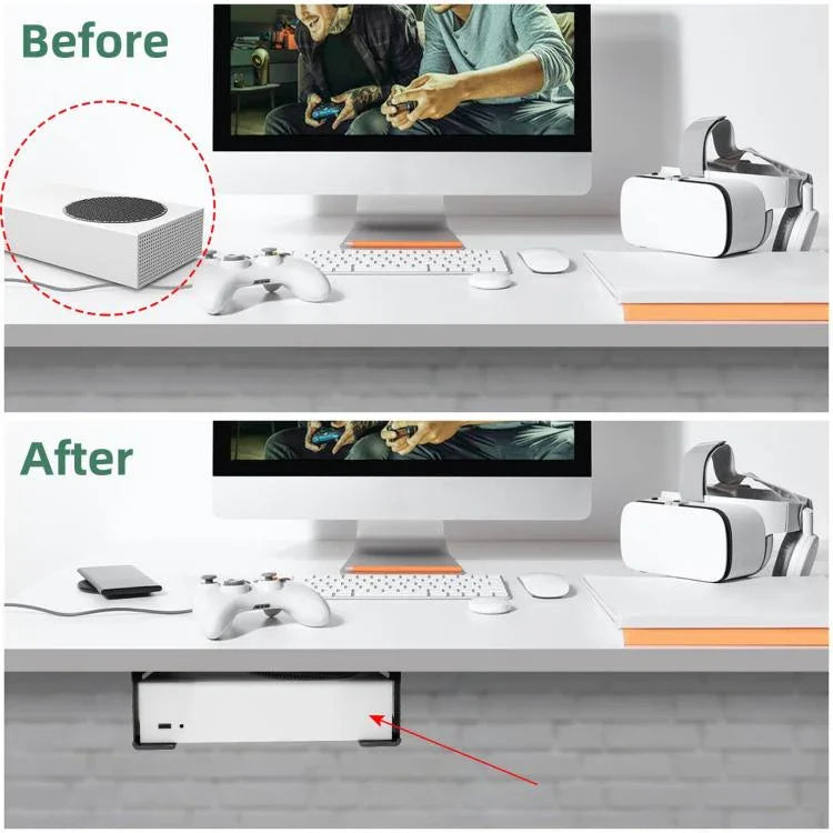 Suporte de armazenamento para debaixo da secretária para Xbox One S / X, Xbox 360