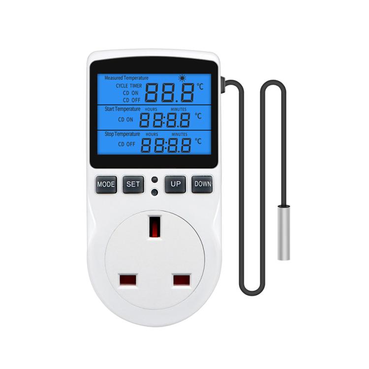 Termóstato Digital Inteligente com Retroiluminação, Controlo de Temperatura com Contagem Decrescente, Interruptor de Tomada, Temporizador, Controlador de Temperatura, Retroiluminação Plugue US, Retroiluminação Plugue UK, Retroiluminação Plugue AU