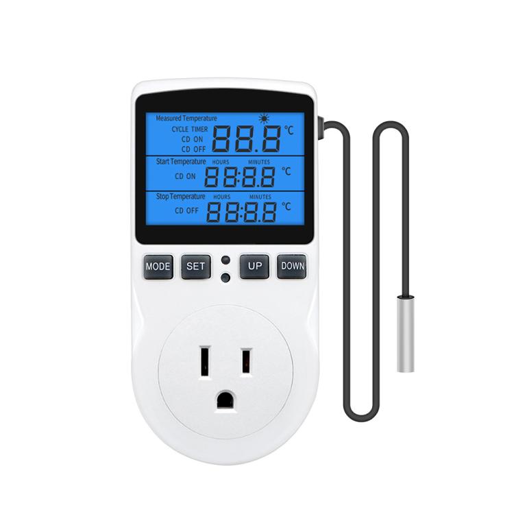 Termóstato Digital Inteligente com Retroiluminação, Controlo de Temperatura com Contagem Decrescente, Interruptor de Tomada, Temporizador, Controlador de Temperatura, Retroiluminação Plugue US, Retroiluminação Plugue UK, Retroiluminação Plugue AU