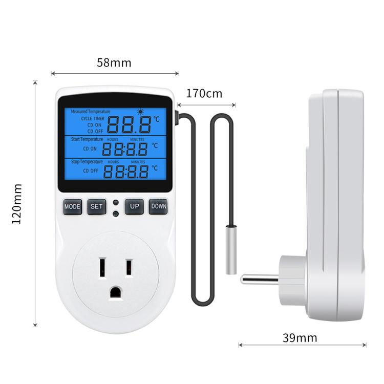 Termóstato Digital Inteligente com Retroiluminação, Controlo de Temperatura com Contagem Decrescente, Interruptor de Tomada, Temporizador, Controlador de Temperatura, Retroiluminação Plugue US, Retroiluminação Plugue UK, Retroiluminação Plugue AU