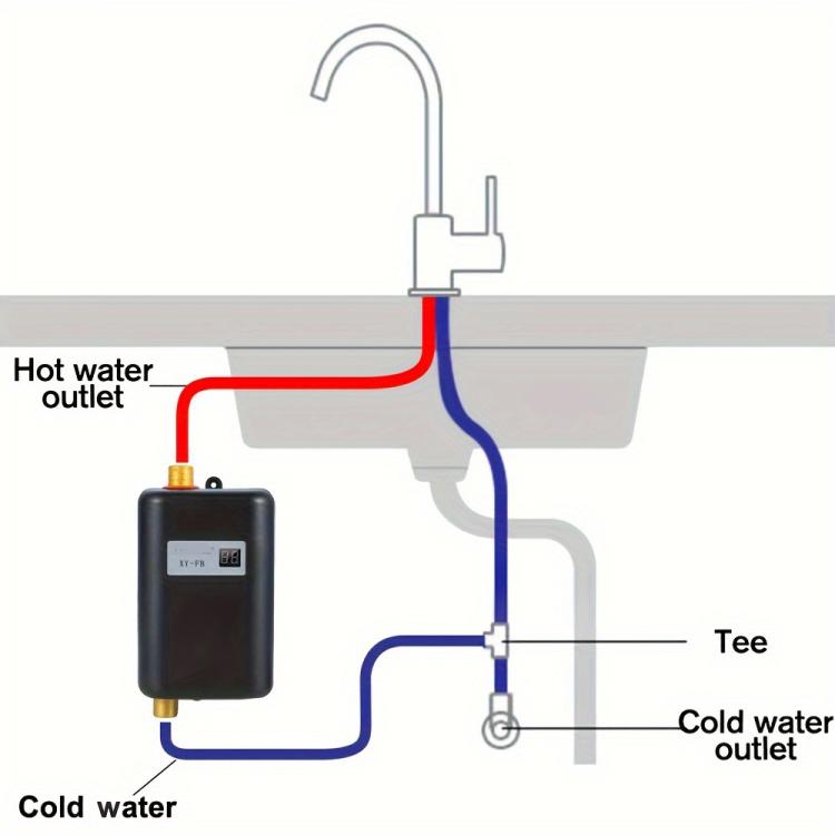 Aquecedor Elétrico de Água Pequeno Sem Reservatório 3000W para Cozinha e Casa de Banho, Plugue US, Plugue UK, Plugue UE, Plugue AU