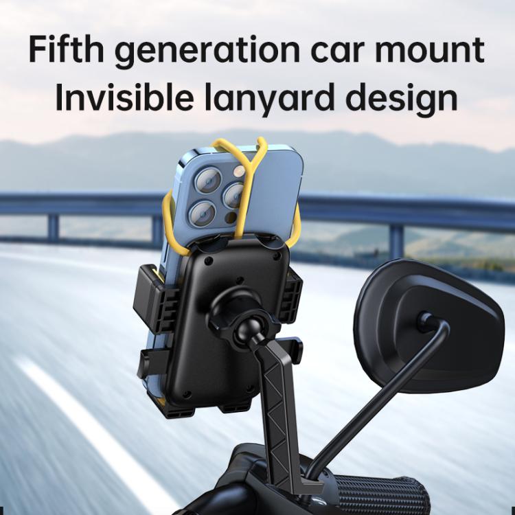 Suporte para Telemóvel para Bicicleta e Motociclo com Correia de Silicone Oculta, Guiador, Espelho Retrovisor