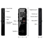 Mini Gravador de Entrevistas com Ecrã LCD de 0,9 polegadas, MP3 com Carregamento USB, 8GB, 16GB, 32GB, 64GB
