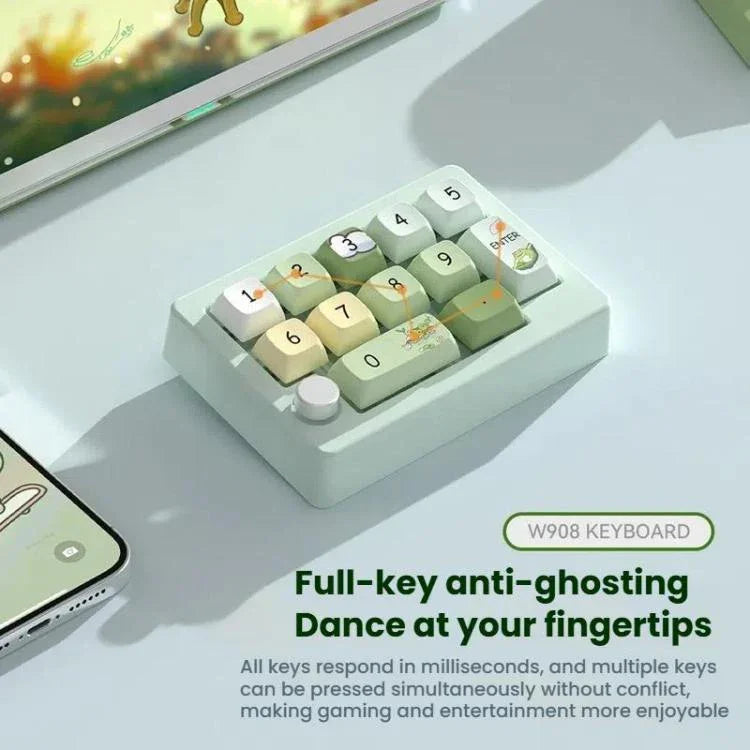 MKESPN W908 Teclado Mecânico Gaming RGB Retroiluminado, Hot-Swappable, Definição de Macros, Sem Fios Tri-Mode