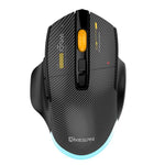 MKESPN W601 Rato Gaming Sem Fios Tri-Mode Silencioso com Macros, Fibra de Carbono, 12800DPI, Bluetooth