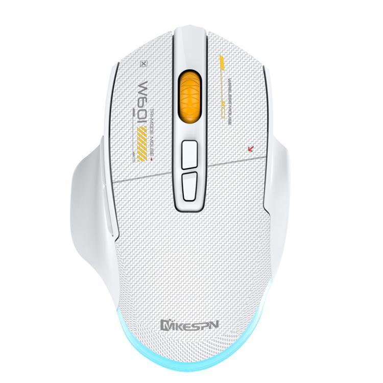 MKESPN W601 Rato Gaming Sem Fios Tri-Mode Silencioso com Macros, Fibra de Carbono, 12800DPI, Bluetooth