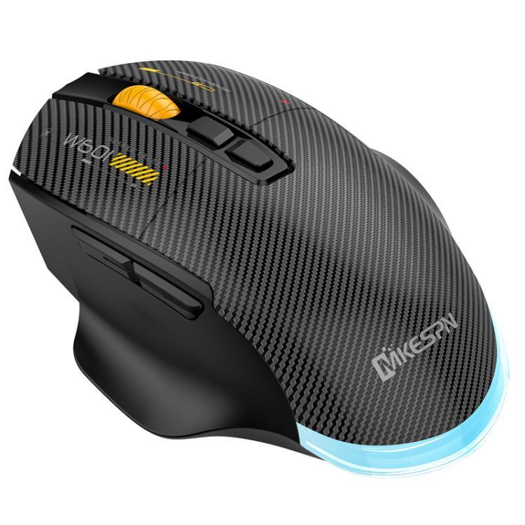 MKESPN W601 Rato Gaming Sem Fios Tri-Mode Silencioso com Macros, Fibra de Carbono, 12800DPI, Bluetooth