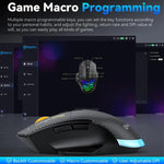 MKESPN W601 Rato Gaming Sem Fios Tri-Mode Silencioso com Macros, Fibra de Carbono, 12800DPI, Bluetooth