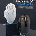 MKESPN W601 Rato Gaming Sem Fios Tri-Mode Silencioso com Macros, Fibra de Carbono, 12800DPI, Bluetooth