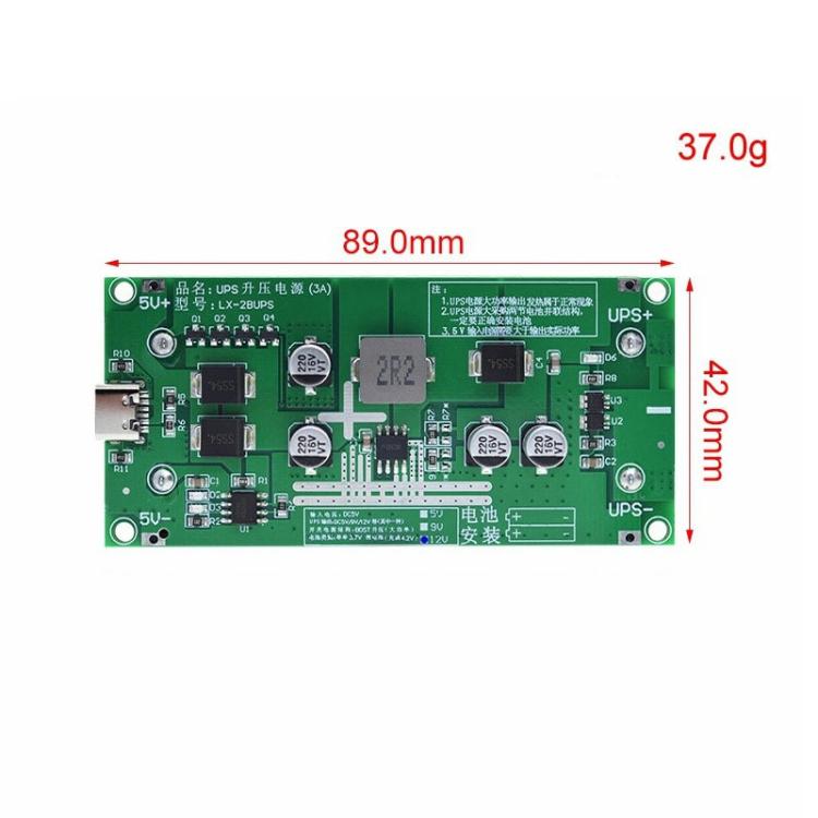 Módulo de carregamento boost de bateria de lítio UPS18650 de alta potência 15W 3A, 5V, 9V, 12V