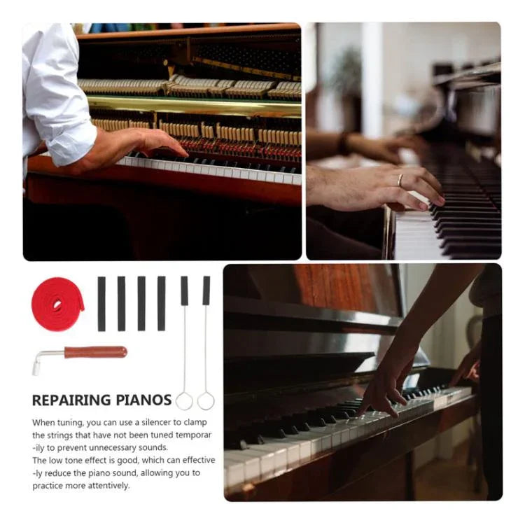 Conjunto de Ferramentas para Afinação de Piano Fita de Paragem de Afinação Chave Acessórios para Instrumentos Musicais, Preto 8pcs / Conjunto, Azul 8pcs / Conjunto, Preto 6pcs / Conjunto, Azul 6pcs / Conjunto