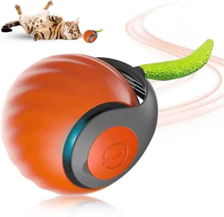 Brinquedos Interativos para Gato Bola Auto Rolante Inteligente USB Recarregável Bola para Gato Ajuste de Duas Velocidades, TUTU Laranja, TUTU Azul