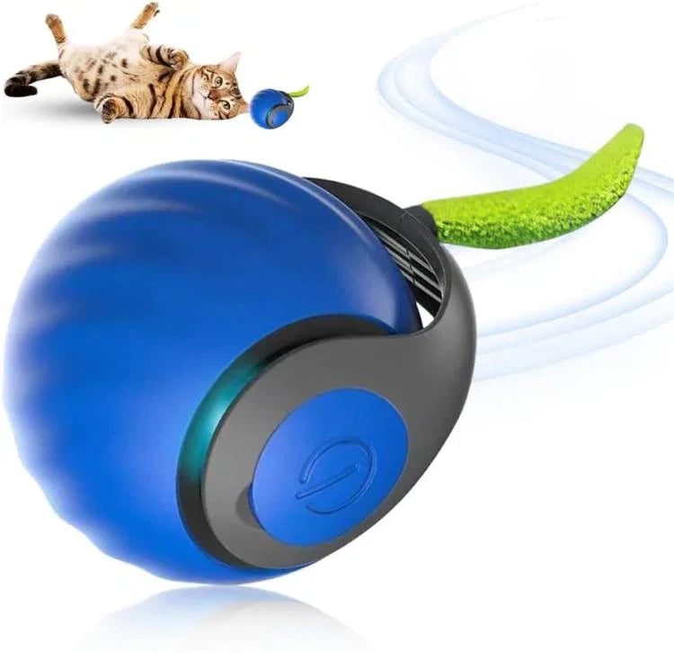 Brinquedos Interativos para Gato Bola Auto Rolante Inteligente USB Recarregável Bola para Gato Ajuste de Duas Velocidades, TUTU Laranja, TUTU Azul