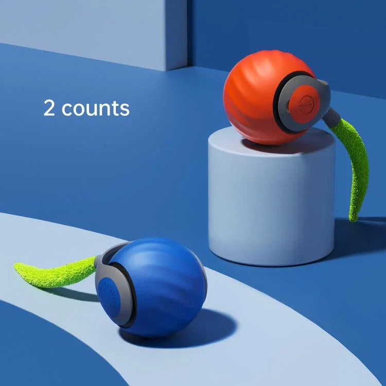 Brinquedos Interativos para Gato Bola Auto Rolante Inteligente USB Recarregável Bola para Gato Ajuste de Duas Velocidades, TUTU Laranja, TUTU Azul