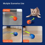 Brinquedos Interativos para Gato Bola Auto Rolante Inteligente USB Recarregável Bola para Gato Ajuste de Duas Velocidades, TUTU Laranja, TUTU Azul