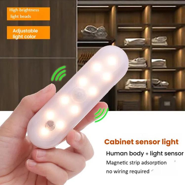 Luz de Armário LED Magnética com Sensor de Movimento, Recárregavel, 20 LEDs, 3 Temperaturas de Cor, A68-3A-11cm