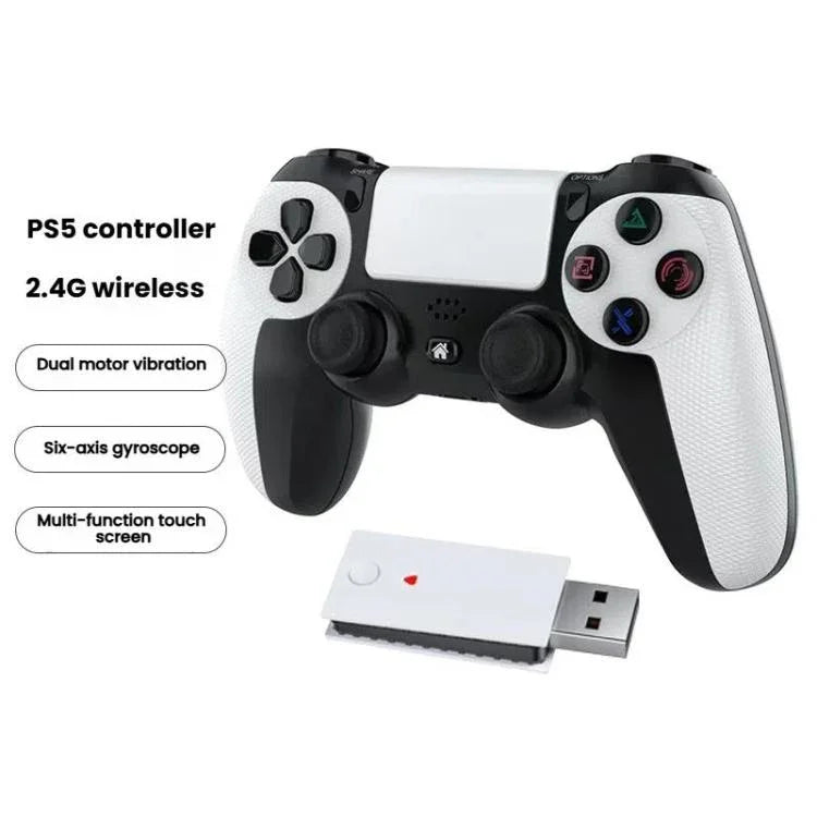 Comando Sem Fios 2.4G com Motor Duplo e Dupla Vibração de 6 Eixos para PS4 / PS5 / Android / iOS / PC