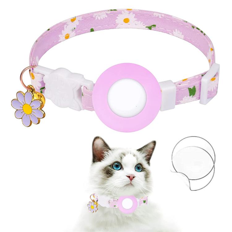 Para AirTag 2ª Geração / AirTag 1ª Geração Capa de Silicone para Rastreadores Pequena Margarida Coleira para Animais com Sino e Filme Frontal e Traseiro
