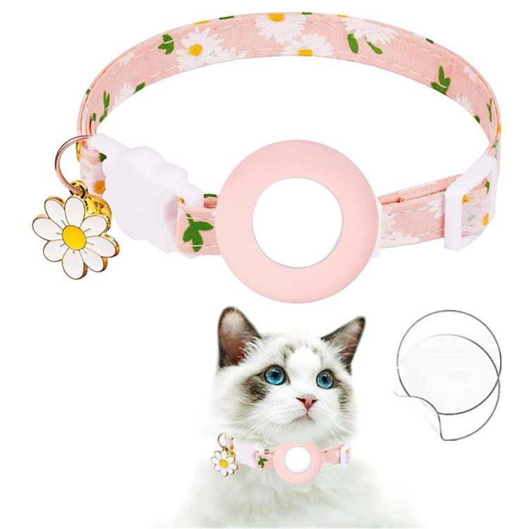 Para AirTag 2ª Geração / AirTag 1ª Geração Capa de Silicone para Rastreadores Pequena Margarida Coleira para Animais com Sino e Filme Frontal e Traseiro